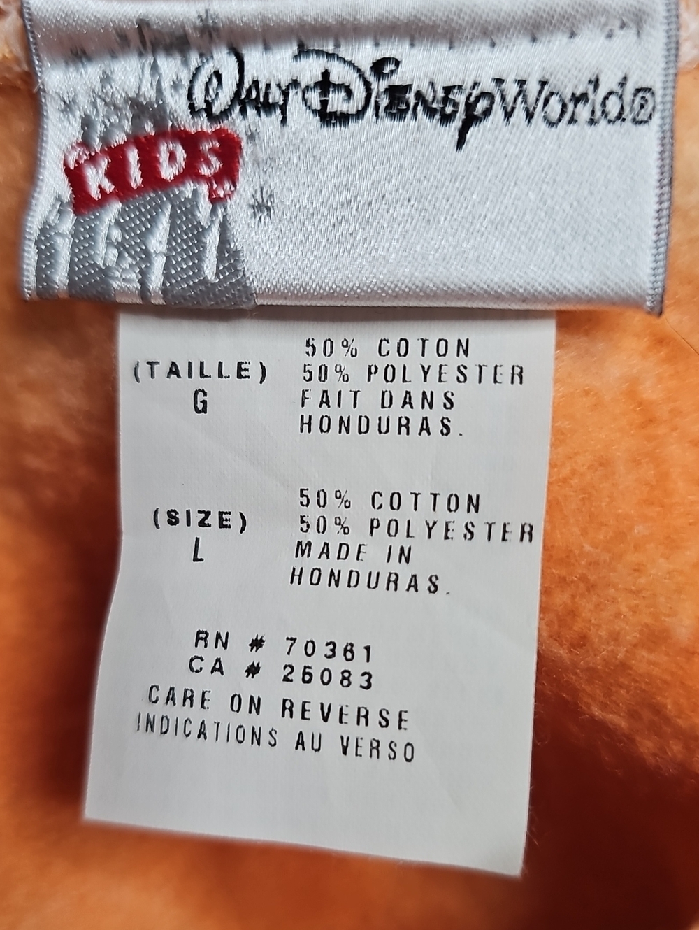 Disney Kids Orange Plush Hoodie with Label - Picture 5 of 5
